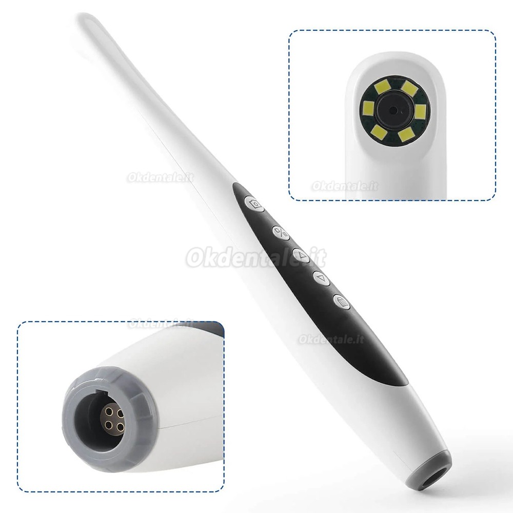 Telecamera intraorale digitale USB per uso dentale, pixel da 2,0 MP, 6 luci LED